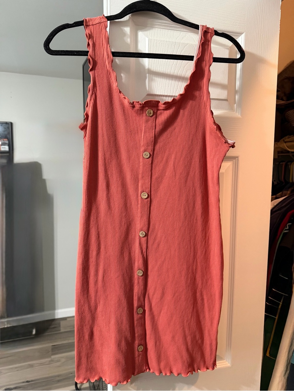 Ribbed Women’s Short Dress - Coral Pink